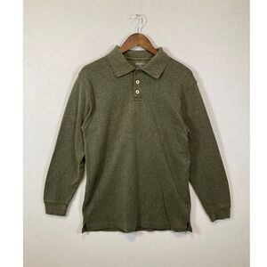Architect‎ Polo Shirt Mens Medium Green Long Sleeve Ribbed Cotton Blend Casual